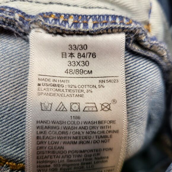 Gap 1969 Jeans Mens 30x29 Blue Slim Straight Leg Distressed Denim - Picture 4 of 11